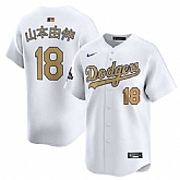 Men's Los Angeles Dodgers #18 Yamamoto White 2025 Gold Collection Limited Stitched Jersey Dzhi,baseball caps,new era cap wholesale,wholesale hats